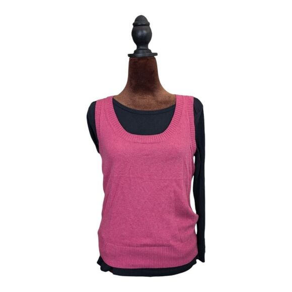 LL Bean lilac pink cashmere cotton blend sweater vest top scoop neck size XS - Picture 6 of 7
